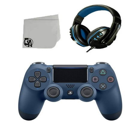 DualShock PlayStation 4 Wireless Navy Controller with Headset BOLT AXTION Bundle Used Open Box