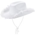 thumbnail image 1 of Sombreros de vaquero para mujer, sombrero de vaquera rosa con plumas esponjosas, novedad divertida, 1 of 4