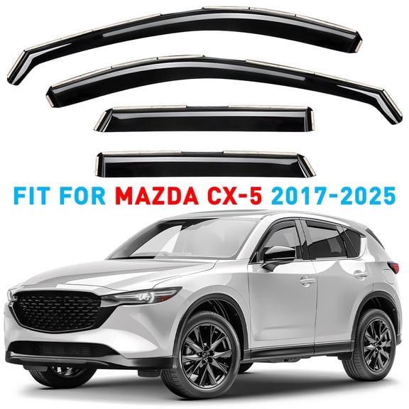 GrandWheel Co Window Deflectors Smoke Tinted In-Channel Side Window Vent Visor Deflectors Rain Guards Compatible with Mazda CX-5 2017-2025 - 4pcs. GW0381