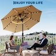 thumbnail image 2 of Yiwa 10ft Solar Patio Umbrella Offers a 3-Tier Design With Built-In Led Lights, Easy Crank And Push Button Tilt, Vented Top, And 8 Durable Ribs, Making It Ideal For Your Pool, 2 of 7