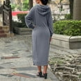 thumbnail image 6 of Women Hooded Maxi Dress Loose Sweatshirt Long Dress Drawstring Hoodie Dresses Light Gray XL, 6 of 6