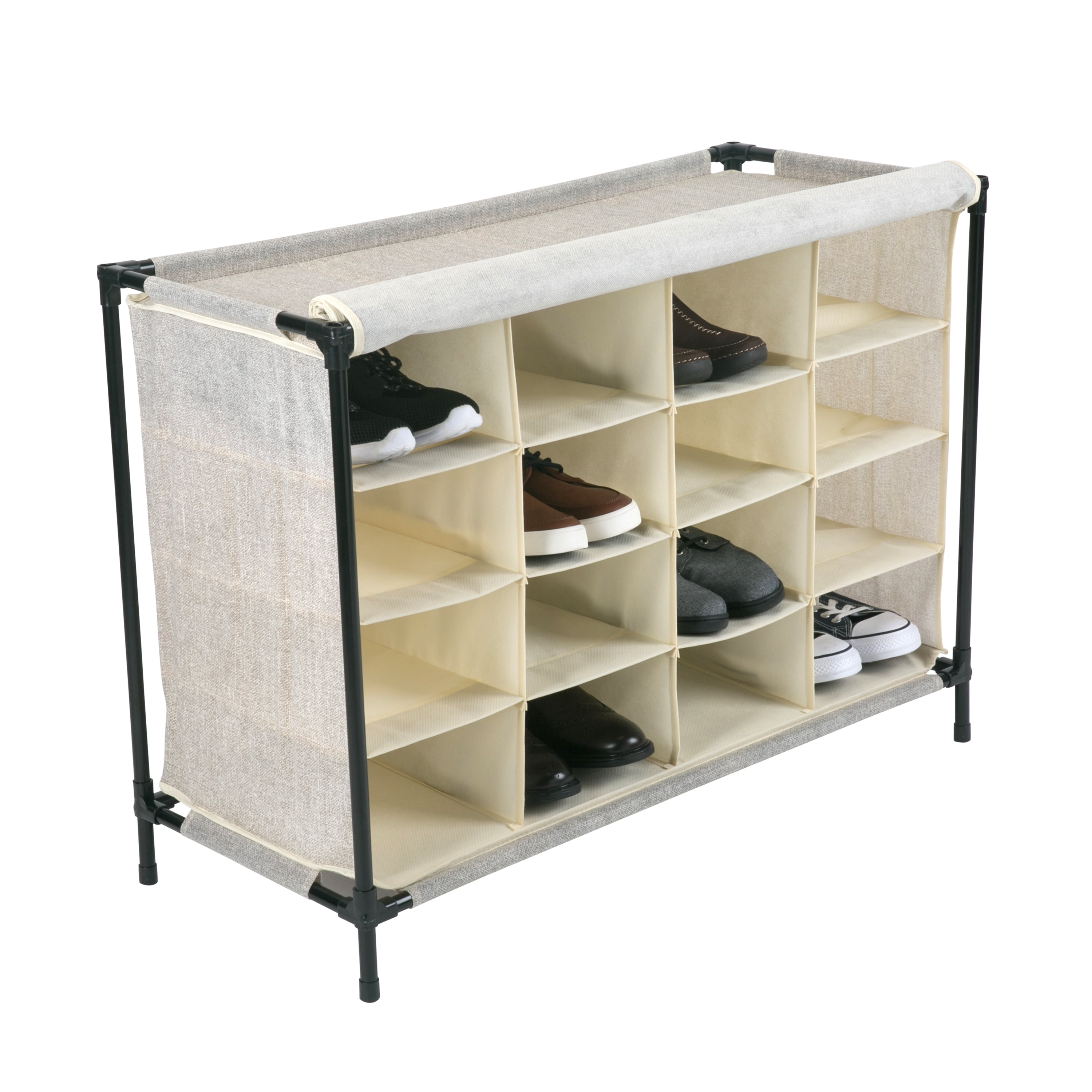 4 Tier Rolling Cubby Shoe Rack Gray - Brightroom™