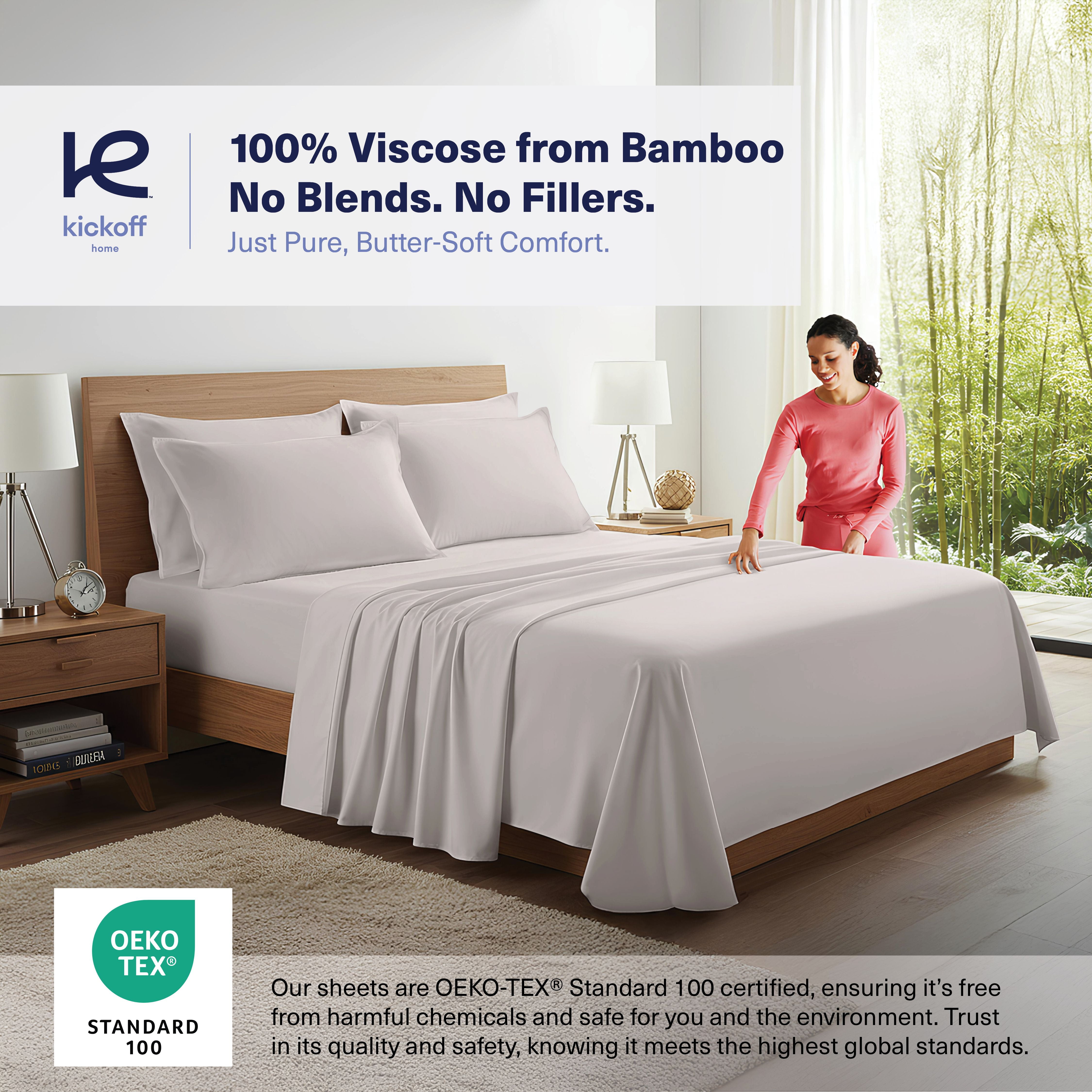 Kickoff Viscose Bamboo Sheets California King Size 4-pc 100% Organic Bamboo Viscose Bed Cooling Sheets Cal King Set Cool Bedding for hot sleepers sheet, Flat, Fitted, Pillowcases (Dove Grey, CK)