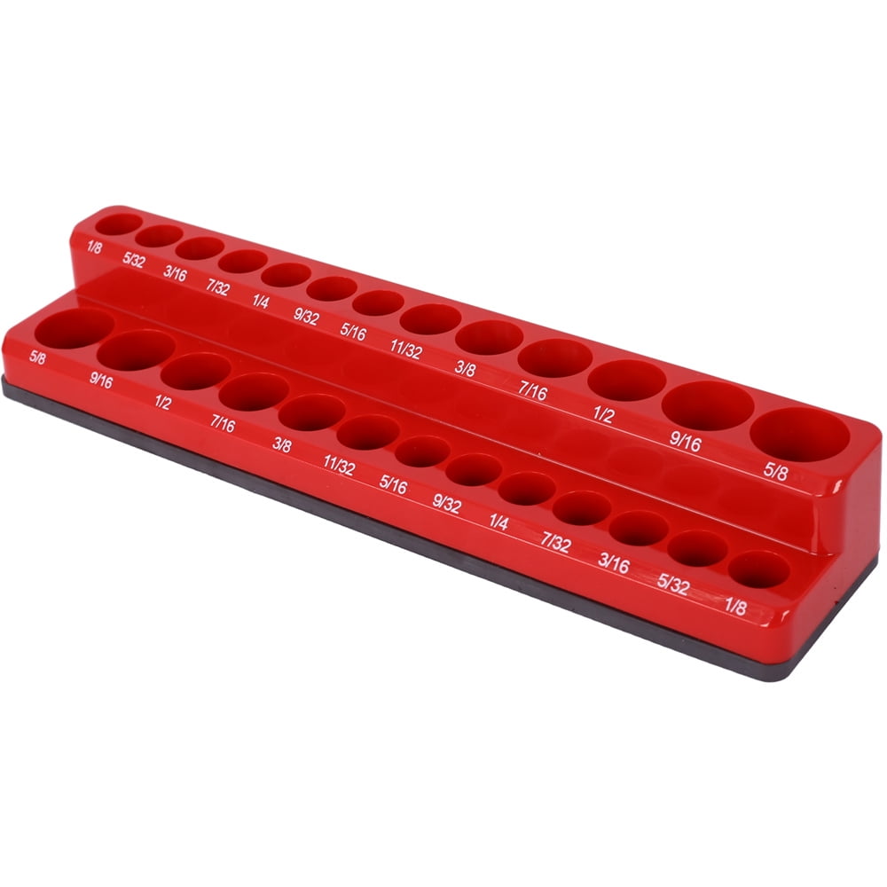 3 Piece Magnetic Socket Organizer Set, 1/2", 1/4" and 3/8" Socket Holder Kit, Attaches to Steel Box / Tool
