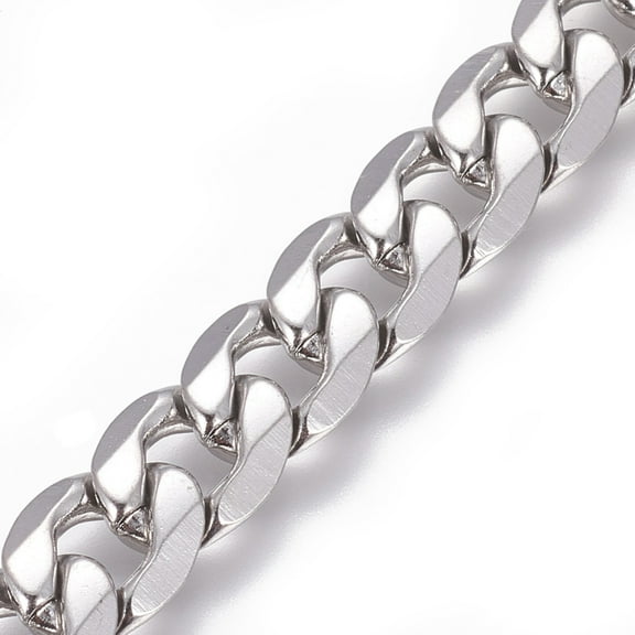 Resistant 304 Stainless Steel Cuban Link Chains Twisted Chains Unwelded Stainless Steel color 10mm Links: 13.5x10x3mm