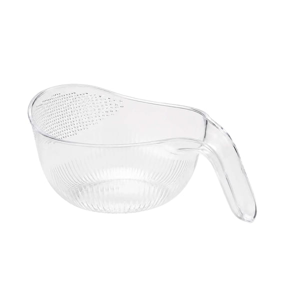 Leodye 1PCS Handheld Transparent Rice Washing Bowl with Handle Multi-purpose Plastic Strainer for Rice Fruits Vegetables Kitchen Rinsing -10.24 × 4.53 × 6.89 in