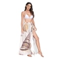 thumbnail image 2 of FORMRS Womens Long Sarong Beach Wrap Semi-Sheer Bikini Skirt Bathing Swimsuit Cover Up, Beige Watercolor Seashells, 2 of 7