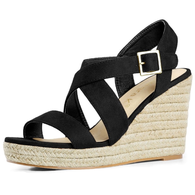 BLISSFUL STEP Sandales Compensées à Plateforme Espadrilles à Bride Arrière pour Femmes