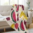 thumbnail image 6 of 70x55 Inches Glow in The Dark Blanket Cozy Throw Camping Blankets for Home and Outdoor Use Watermelon and Cherries, 6 of 8