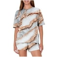 thumbnail image 1 of Trajes de Pantalones para Mujeres Casual Suelta Impresión Manga Corta, Cuello Redondo Pantalones Cortos Pijamas Poliéster, 1 of 6