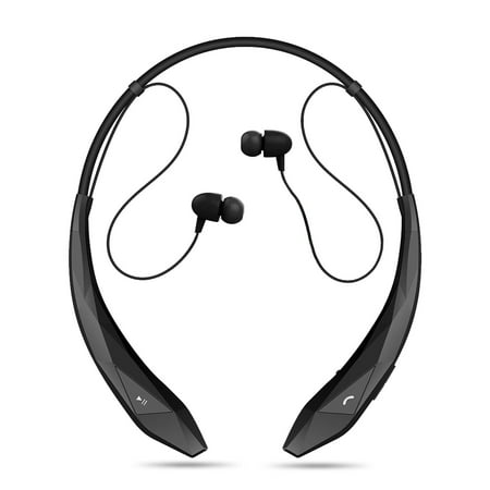 Barnstead Nanopure Diamond Water TSV Diamond Shining Surface V4.0 Bluetooth Headphones Wireless Neckband Headset Stereo Noise Cancelling Waterproof Earbuds w/Mic-Black ()