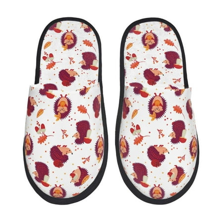 Balery Cartoon Hedgehogs Slient Indoor Furry Fleece Comfort House Shoes Soft Non-Slip Home Shoes Cotton slippers House Slippers-- Medium