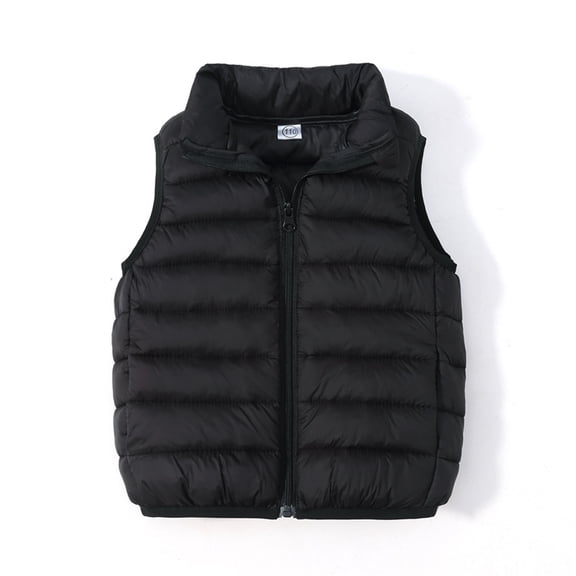 YTDSCS Kids Baby Boys Girls' down Cotton Vest Fall Winte Stand Collar Puffer Sleeveless Jacket Solid Color Light-Weight Waistcoat 3-13 Years Old