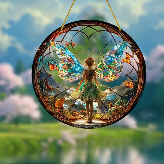 Suncatcher Stained Glass Suncatcher Stained Glass Effect Home Decor Magics Forest Fairys