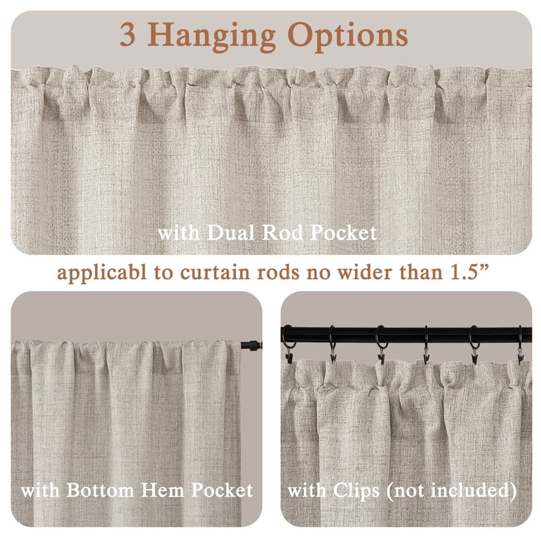 OVZME Judy Faux Linen Cafe Curtains, 30x36, Set of 2 photo 3