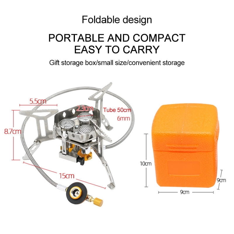Portable Camping Gas Stove with Windproof Folding Burner and Igniter for Outdoor Cooking, Hiking, Backpacking, Picnic, and Emergency Use