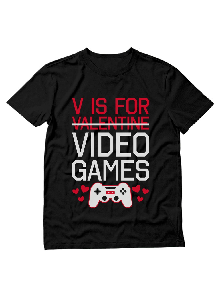 Cute Gamer T-shirt Valentines Day Gift Gaming Shirt For Men Funny Valentine T-shirt V Is For Video Games Sweatshirt Video Game Shirt
