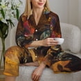 thumbnail image 5 of KLL Colorful Bull Western Man Print Women's Long Sleeve Pajamas with Pants Sleepwear Loungewear 2 Set-Medium, 5 of 7
