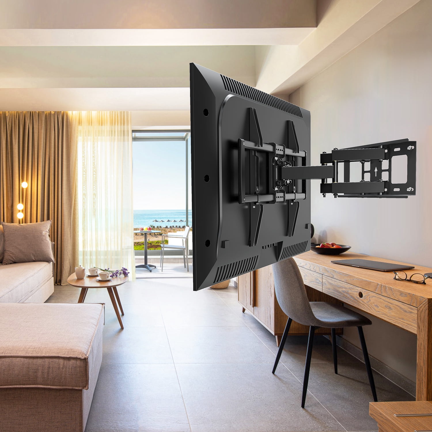 MOUNT PRO Full Motion TV Wall Mount for 42''-75'' TVs up to 16'' Wood Stud
