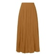 thumbnail image 3 of Skirts for Women Skirt Womens Fashion Casual High Waist Fold A Dress Soild Loose Beach Wrap Long Skirt Coffee S, 3 of 4