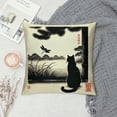 thumbnail image 2 of QZHH Farmhouse Decorative Outdoor Throw Pillow Covers for Couch Sofa Bed Vintage Cat and Dragonfly Traditional Japanese Ink Painting Pillow Cover Modern Decor Pillow Case, 2 of 5