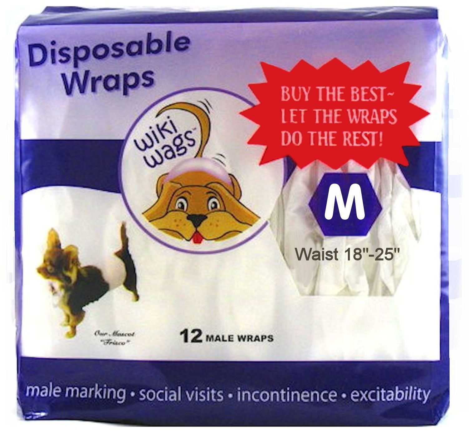 Wiki Wags Disposable Male Dog Belly Band 