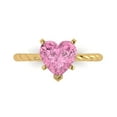 thumbnail image 2 of 2.0ct heart cut pink Zircon 14k yellow gold Bridal Wedding Engagement Promise Anniversary Ring for Women size 9.5, 2 of 7