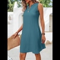 thumbnail image 4 of Vestido Informal de Corte A para Mujer, Sin Mangas, Cuello en V, Plisado, Suelto, 2025 Azul S, 4 of 9