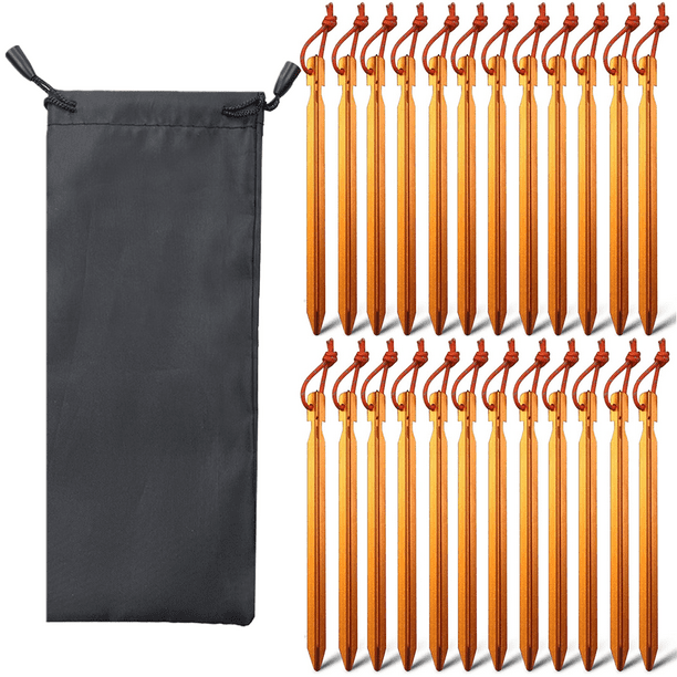 Tienda de campaña al aire libre, cortina de cielo, clavo de tierra, bolsa de tela de aleación de aluminio, conjunto de camping, clavo de tienda atrevido de tres bordes con cuerda