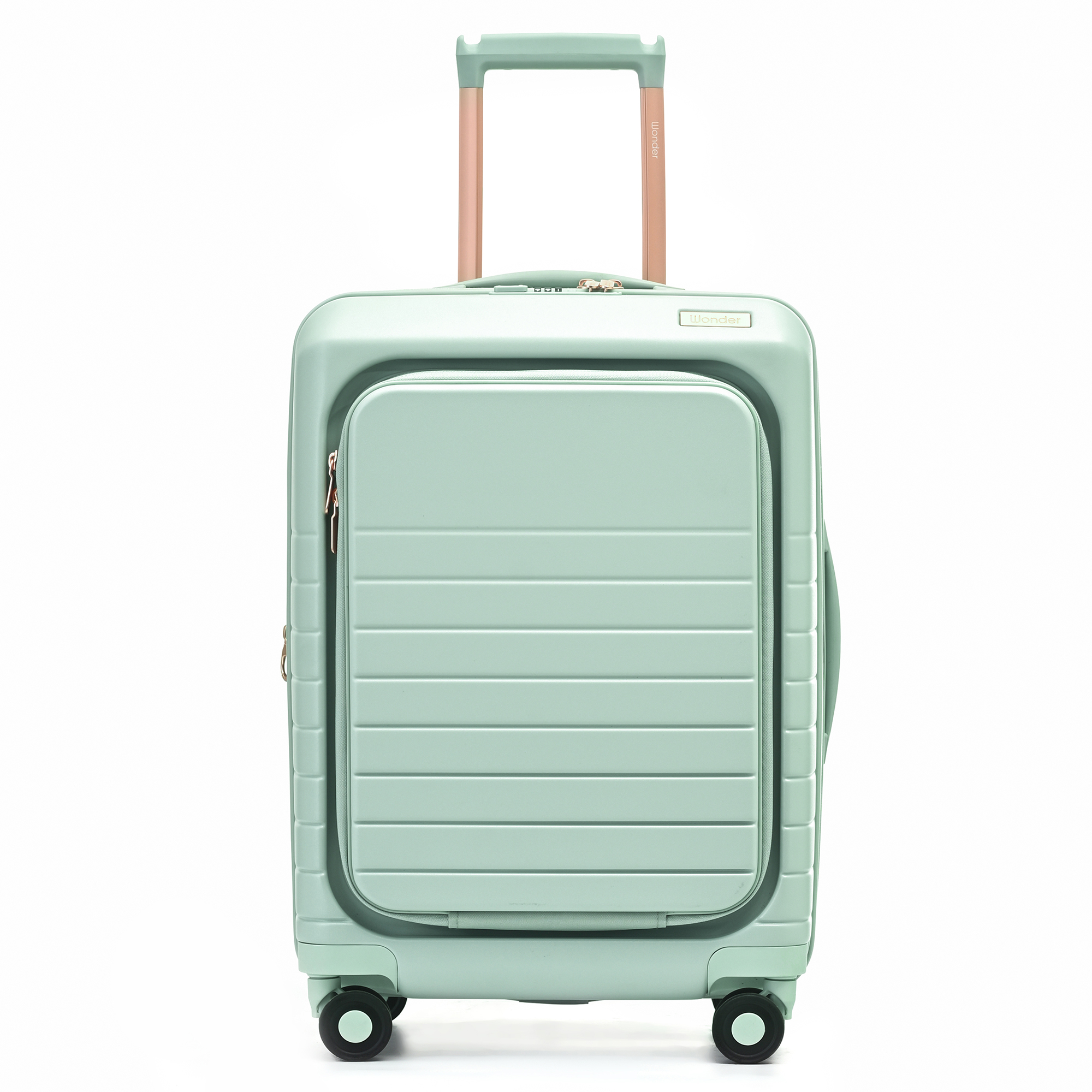 Wonder Barcelona 20" Hardside Spinner Carry-On Luggage with Front Pocket and Laptop Sleeve.GREEN