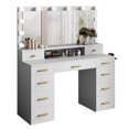thumbnail image 3 of Uforic Large White Vanity Desk with LED Mirror & Power Outlets, Makeup Table with 11 Drawers and 3 Lighting Modes for Bedroom and Dressing Room, 3 of 9