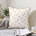 thumbnail image 6 of Xecao Gold Snowflake Stripes Print Soft Velvet Decorative Throw Pillow Covers, Square Cushion Cases for Bed, Sofa, Living Room, Car, and Indoor Outdoor Use-16"x16", 6 of 8