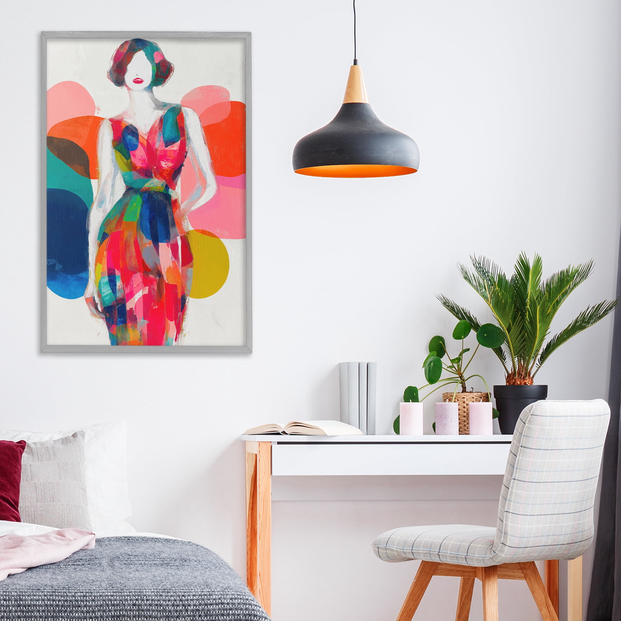 Stupell Industries Deco Fashion Woman Gray Framed Giclee Art, design by Chromatic Storm Studio