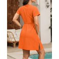 thumbnail image 5 of Women's Swimsuit Cover Ups V-Neck Drawstring Beachwear Flowy Short Sleeve Beach Dress, 5 of 7