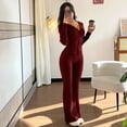 thumbnail image 4 of Quixlent Women's 2 Piece Sweatsuits Zip Up Hoodies And Bell Bottom Pants Ribbed Knit Outfits Sexy Bodycon Workout Tracksuits, 4 of 8