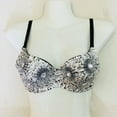 thumbnail image 3 of IUJSOY Womens Shiny Rhinestone Underwire Push up Bra Belly Dance Top Bustier for Rave Party, 3 of 3