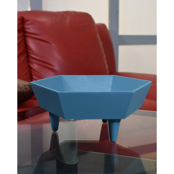 Handmade Decorative Bowls Aluminum 24.5x21.5x10 Cms Sea Blue for Decor Room