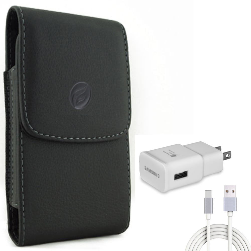 Case Belt Clip & Fast Home Charger for Samsung Galaxy S24 Ultra - Leather Holster Cover Pouch, Type-C 6ft USB Cable Quick Power for Galaxy S24 Ultra