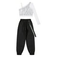 thumbnail image 4 of TiaoBug Girls 2 Piece Jazz Street Dance Outfit Hip Hop Crop Top with Jogger Pants Set Tracksuit Silver 12, 4 of 7