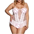 thumbnail image 4 of Lovskoo Women Plus Size Sleepwear Lace Cut Out See-Through Babydoll Strap Chemise Sleepwear Nightie White, 4 of 7