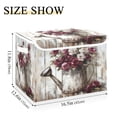 thumbnail image 3 of WOBOGO Burgundy Roses Large Collapsible Storage Box Flip Lid Fabric Decorative Organizer Container Basket with Handles 16.5×12.6×11.8in, 3 of 7