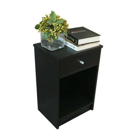 Tall Black Bedside Table Zimtown Black Nightstand Side End Table Bedside Storage Table Stand with 1 Drawer End Shelf ()