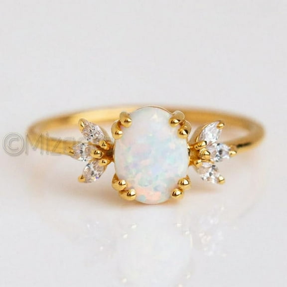 Natural Opal Oval Marquise Sterling Silver Ring, Handmade Statement Ring, Vintage Unique Ring, Bridesmaid Anniversary Ring, Minimalist Women Ring