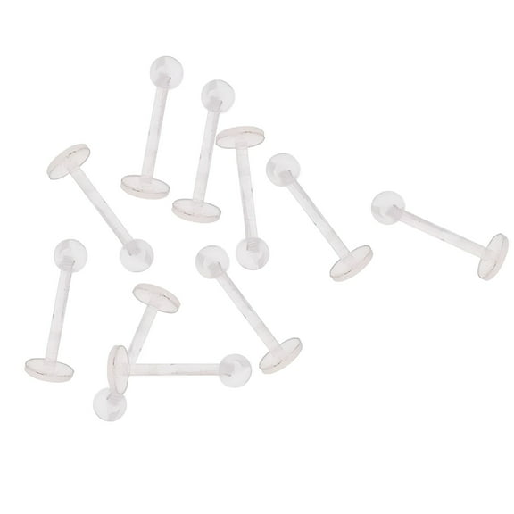 DESIGNICE 10Pcs 18G Clear Acrylic Retainer Lip Rings Nose Studs Labret Ear Earrings Body Jewellery Clear Nose Studs