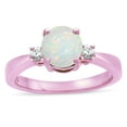 thumbnail image 3 of Star K � 3 Three Stone Round Genuine Opal Classic Engagement Promise Ring, 3 of 9