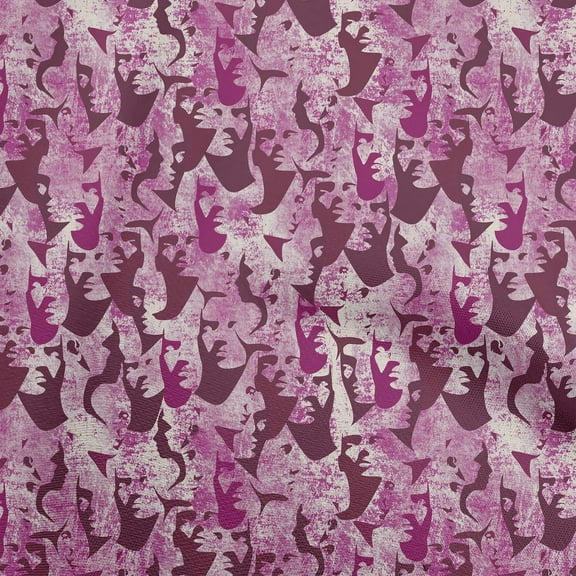 oneOone Georgette Viscose Dark Magenta Fabric Abstract Face Craft Projects Decor Fabric Printed By The Yard 42 Inch Wide
