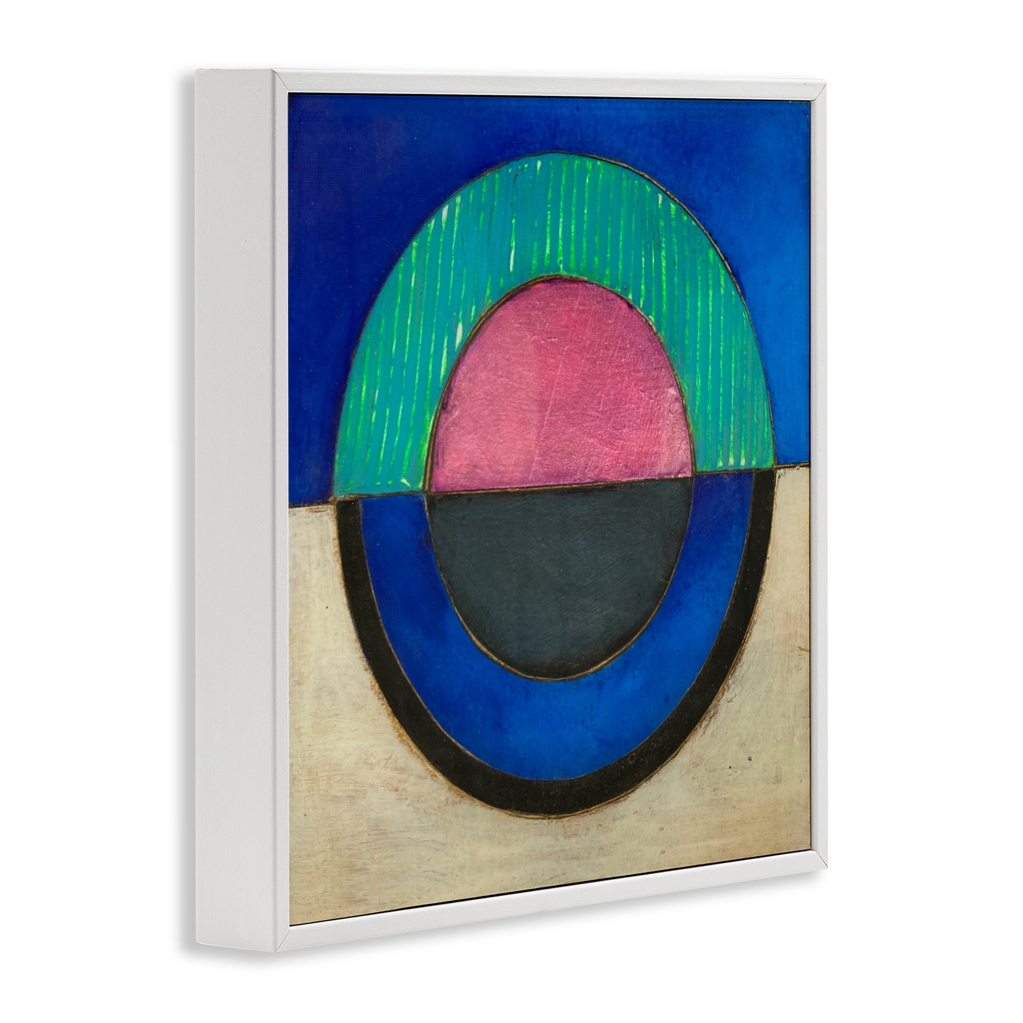 Stupell Industries Blue Toned Distressed Circle White Framed Giclee Art, design by Matthew Finger