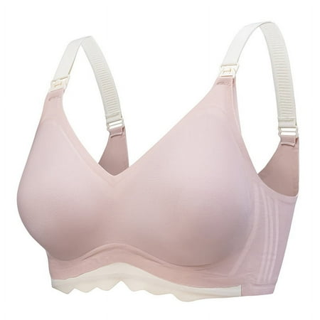 Gnurob Clearance Deals Women Nursing Bras for Breastfeeding Seamless Maternity Bra Wireless Pregnancy Bralette Sleep No Underwire Padded Bralettes Pink Medium