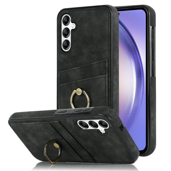 Nalacover for Samsung Galaxy S24 Wallet Case, Premium PU Leather Soft TPU Anti-Drop Card Slots with 360 Finger Ring Holder Kickstand Back Phone Cover For Samsung Galaxy S24, Black