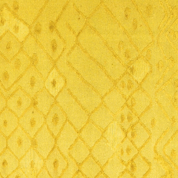 Ahgly Company Machine Washable Indoor Square Solid Yellow Modern Area Rugs, 4' Square